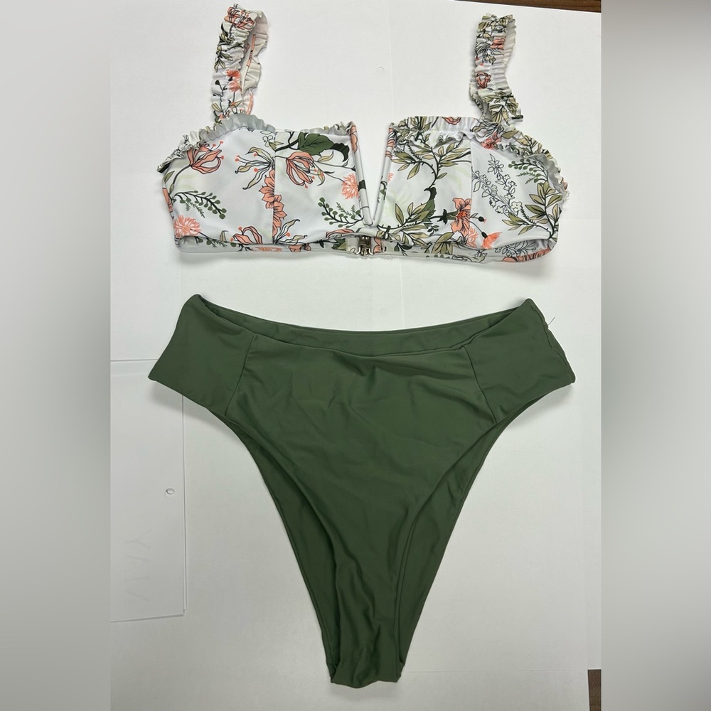 Zaful Floral and Green Bikini Set